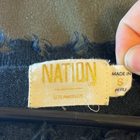 Nation LTD Womens Small Shark bite Sweater Pullover Distressed Alpaca Colorblock - Picture 4 of 5